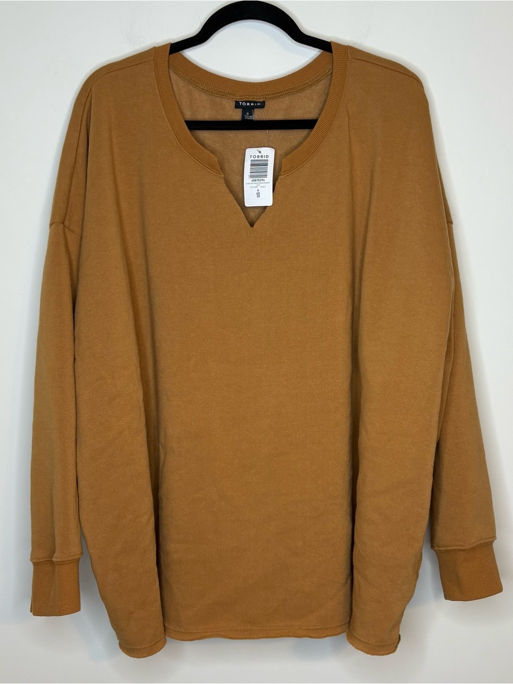 torrid NWT Notch Neck Crewneck Sweater in Camel Brown Size 6x